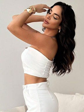 Conjunto Feminino Alfaiataria Casual Elegante Calça Cargo e Top