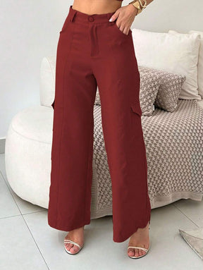 Conjunto Feminino Alfaiataria Casual Elegante Calça Cargo e Top