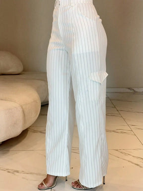 Conjunto Feminino Alfaiataria Casual Elegante Calça Cargo e Top