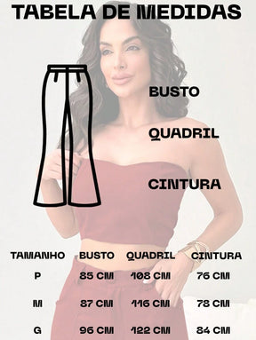 Conjunto Feminino Alfaiataria Casual Elegante Calça Cargo e Top