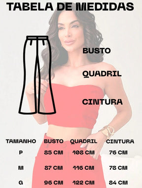 Conjunto Feminino Alfaiataria Casual Elegante Calça Cargo e Top