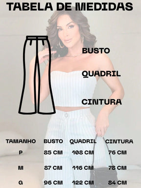 Conjunto Feminino Alfaiataria Casual Elegante Calça Cargo e Top