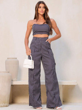 Conjunto Feminino Alfaiataria Casual Elegante Calça Cargo e Top