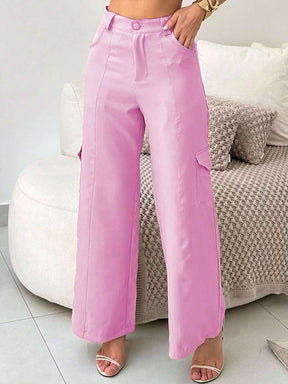 Conjunto Feminino Alfaiataria Casual Elegante Calça Cargo e Top