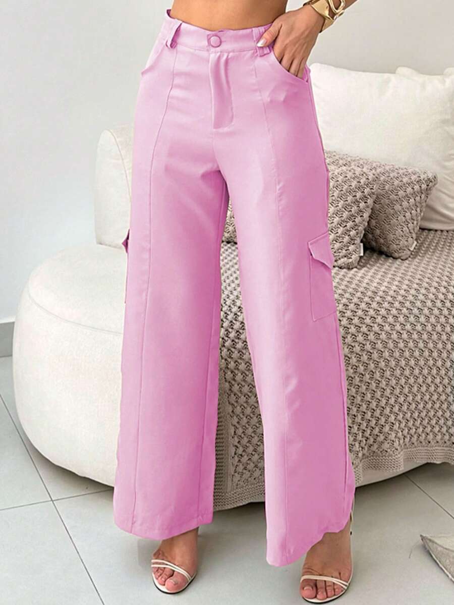 Conjunto Feminino Alfaiataria Casual Elegante Calça Cargo e Top