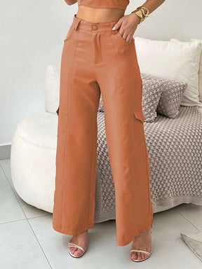 Conjunto Feminino Alfaiataria Casual Elegante Calça Cargo e Top