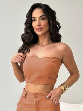 Conjunto Feminino Alfaiataria Casual Elegante Calça Cargo e Top