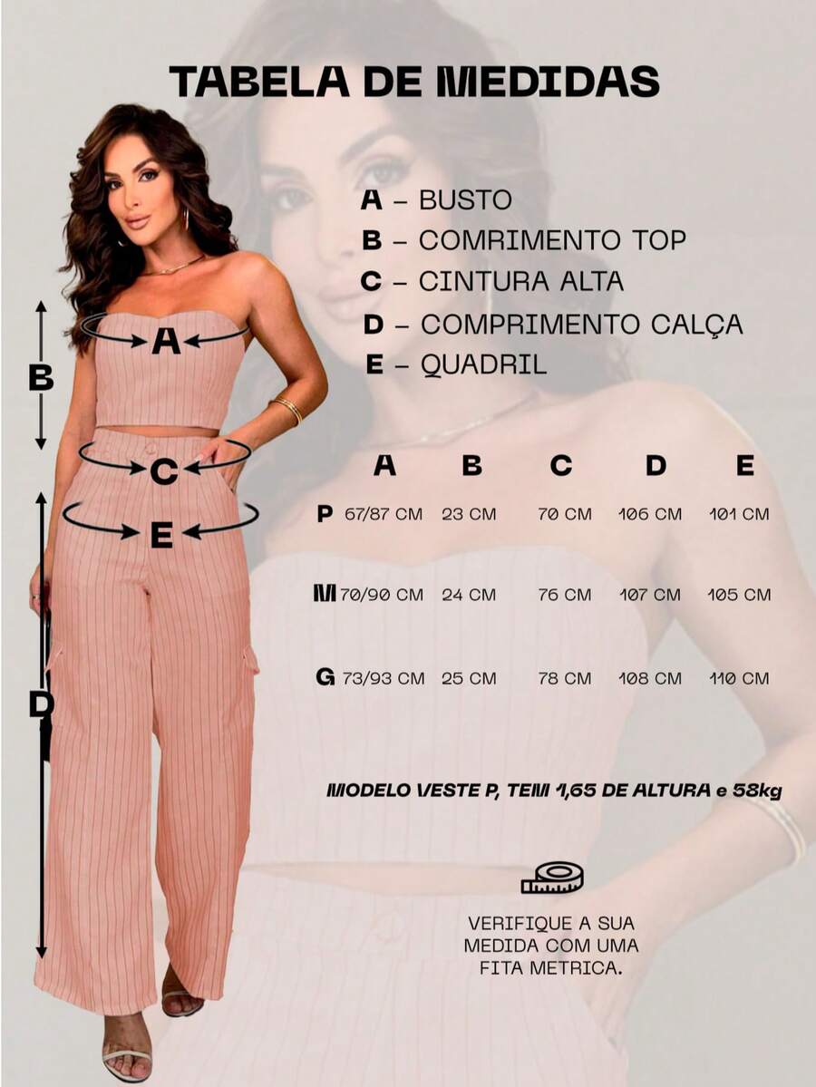 Conjunto Feminino Alfaiataria Casual Elegante Calça Cargo e Top
