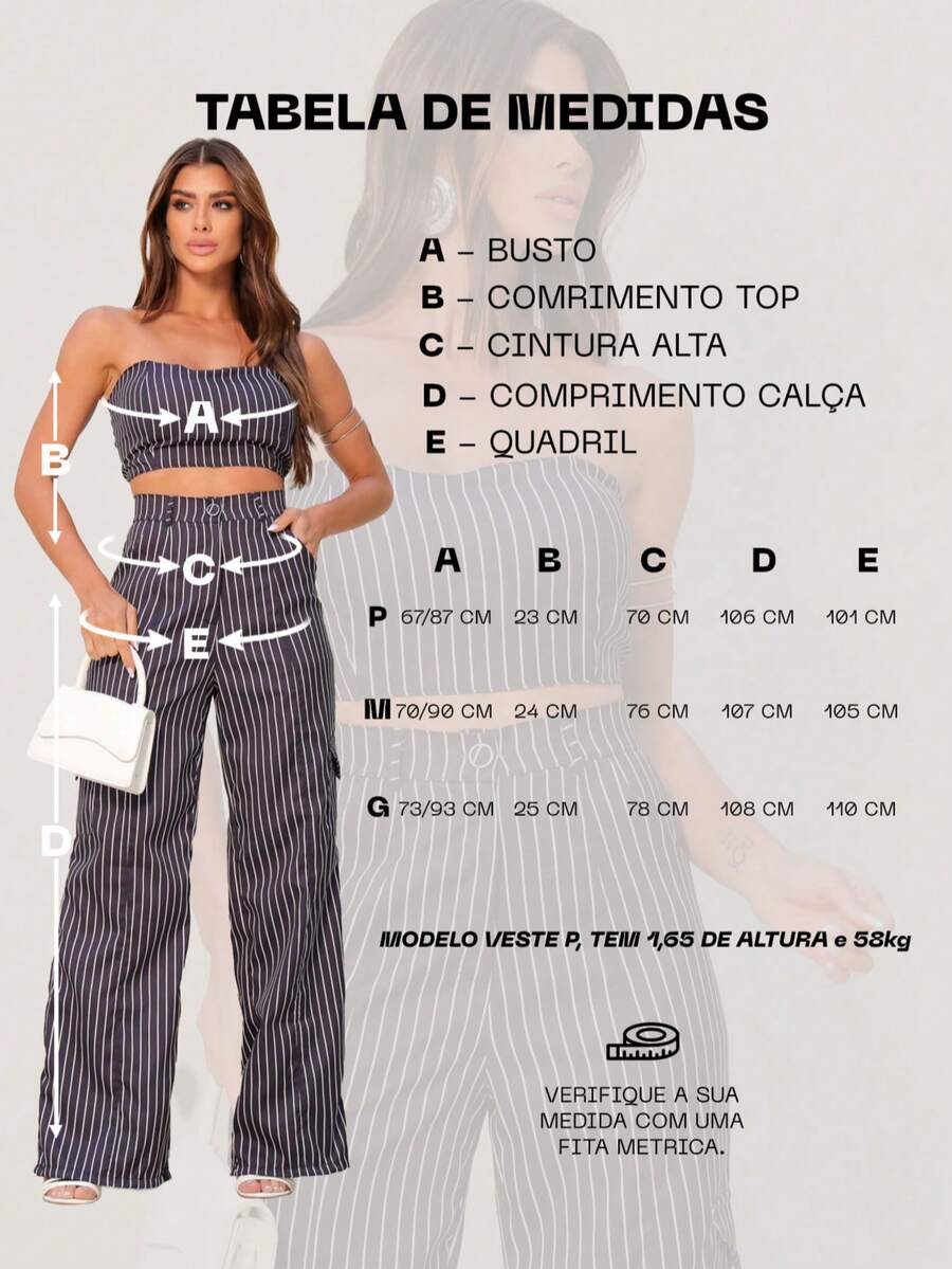 Conjunto Feminino Alfaiataria Casual Elegante Calça Cargo e Top
